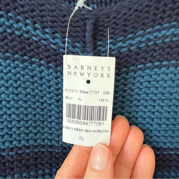 Outerknown Lost Horizon Crewneck Sweater Deep Sea Horizon Stripe Size XL Alpaca - Picture 5 of 8